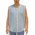 Blue Bacon Pattern Print Sleeveless Baseball Jersey