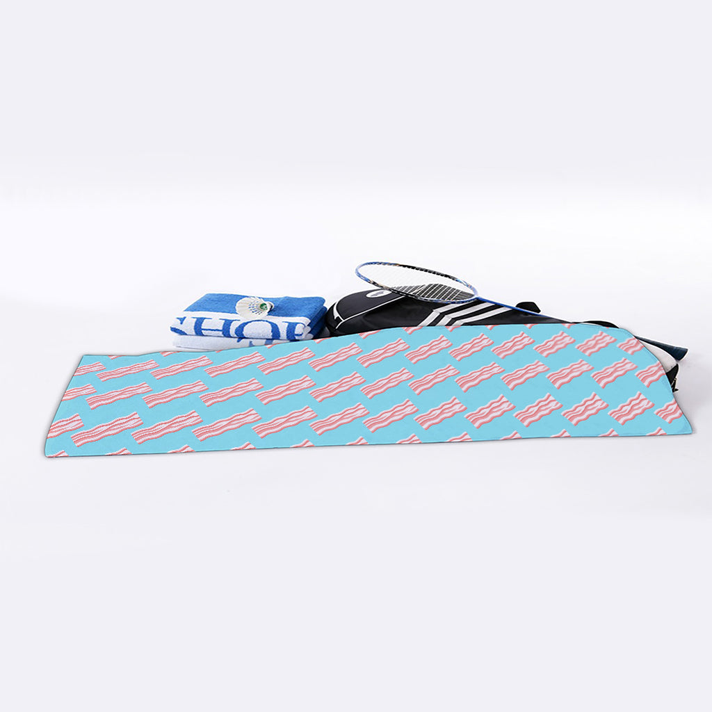 Blue Bacon Pattern Print Sports Towel