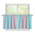 Blue Bacon Pattern Print Tier Curtains