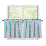 Blue Bacon Pattern Print Tier Curtains