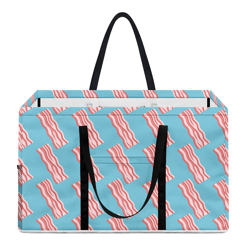 Blue Bacon Pattern Print Utility Tote Bag