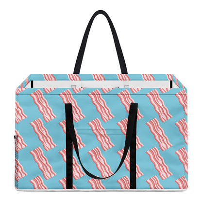 Blue Bacon Pattern Print Utility Tote Bag