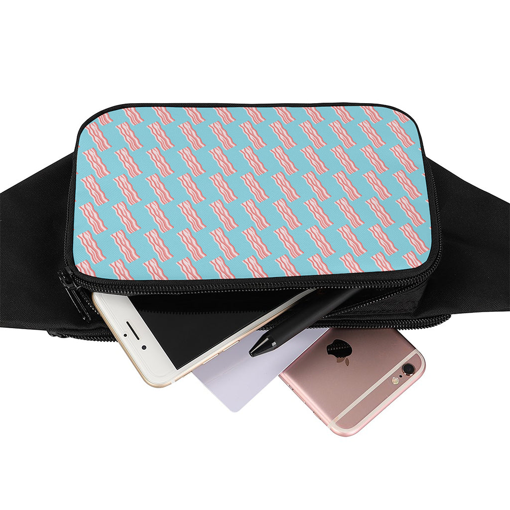 Blue Bacon Pattern Print Waist Bag