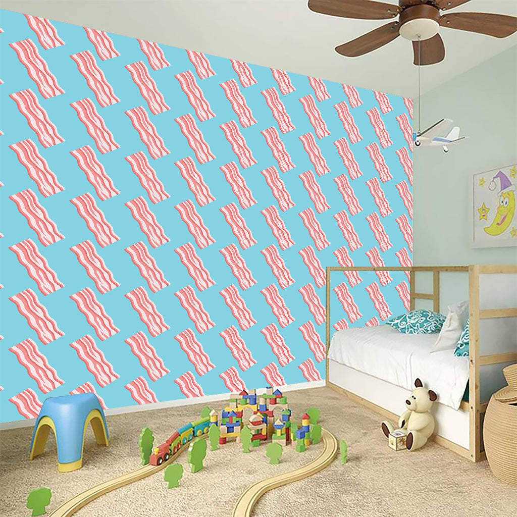 Blue Bacon Pattern Print Wall Sticker