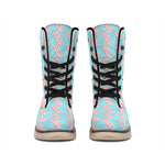 Blue Bacon Pattern Print Winter Boots