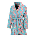 Blue Bacon Pattern Print Women's Bathrobe