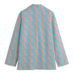 Blue Bacon Pattern Print Women's Blazer