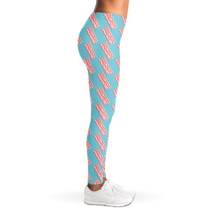 Blue Bacon Pattern Print Women's Leggings