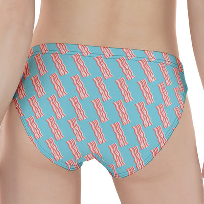 Blue Bacon Pattern Print Women's Panties