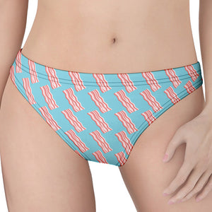 Blue Bacon Pattern Print Women's Thong