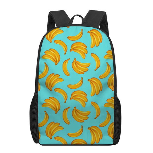 Blue Banana Pattern Print 17 Inch Backpack