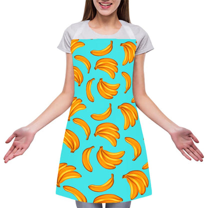 Blue Banana Pattern Print Adjustable Apron