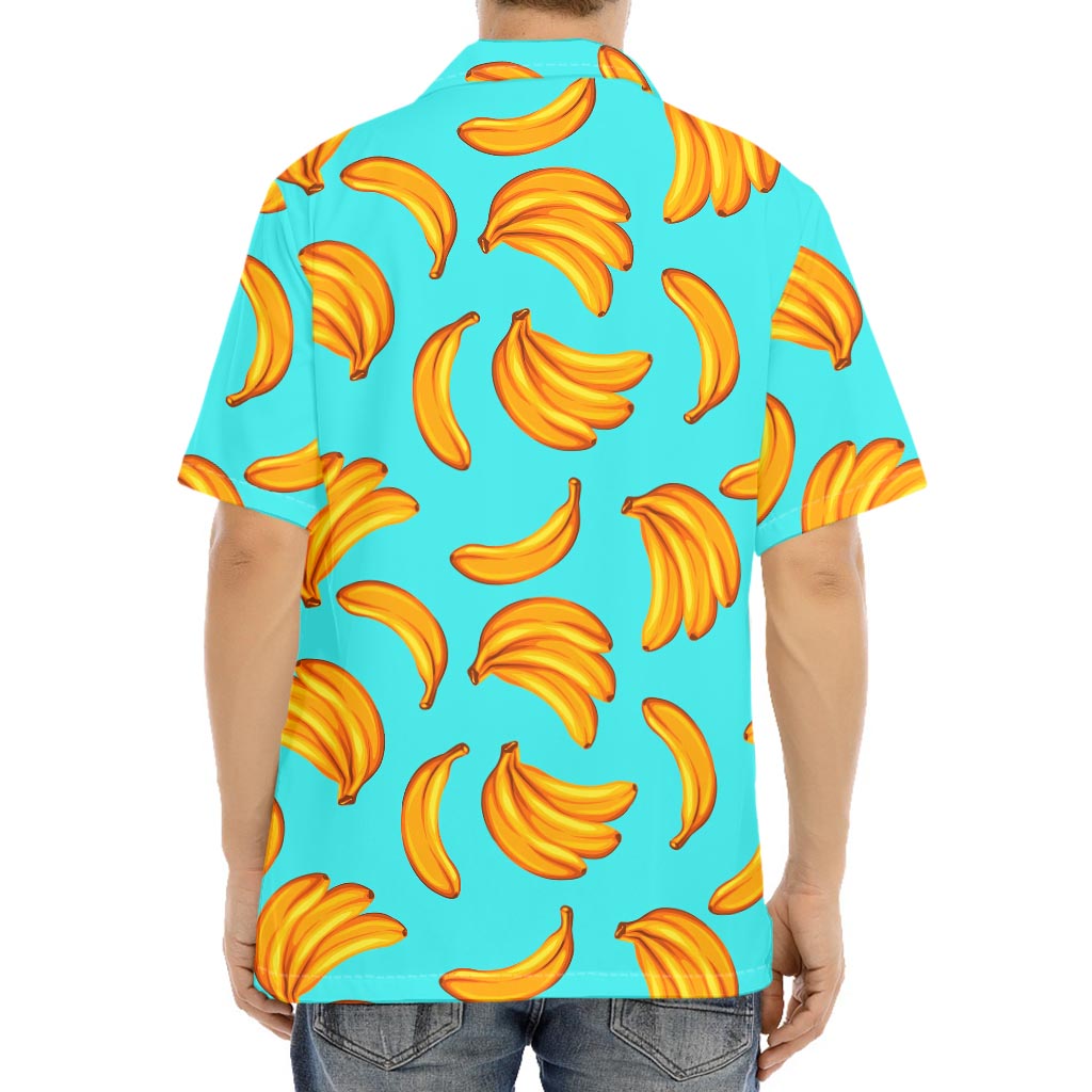 Blue Banana Pattern Print Aloha Shirt