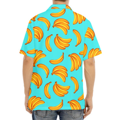 Blue Banana Pattern Print Aloha Shirt