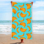 Blue Banana Pattern Print Beach Towel
