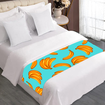Blue Banana Pattern Print Bed Runner