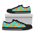 Blue Banana Pattern Print Black Low Top Sneakers