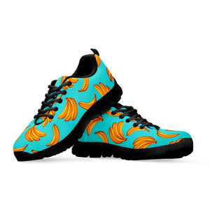 Blue Banana Pattern Print Black Running Shoes