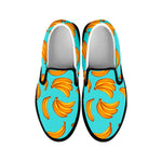 Blue Banana Pattern Print Black Slip On Sneakers