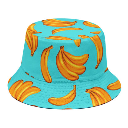 Blue Banana Pattern Print Bucket Hat