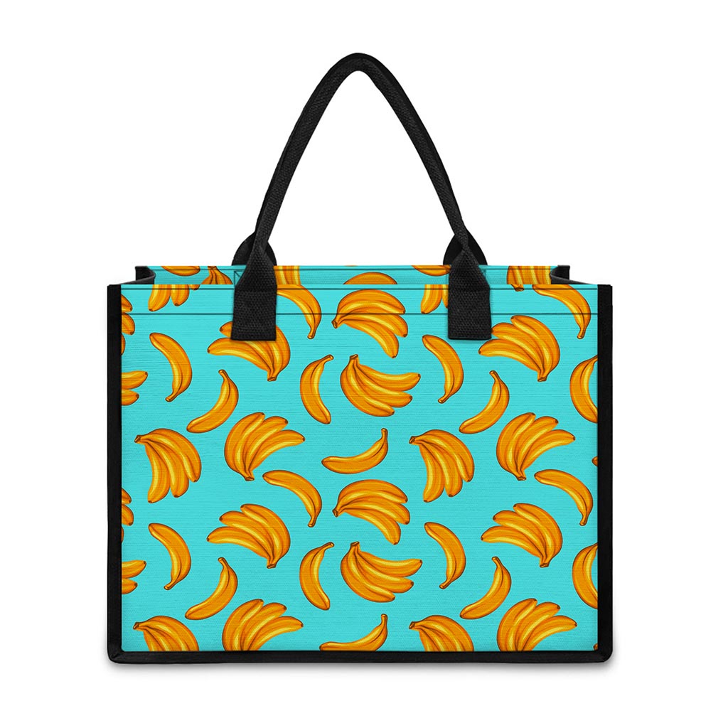 Blue Banana Pattern Print Canvas Tote Bag