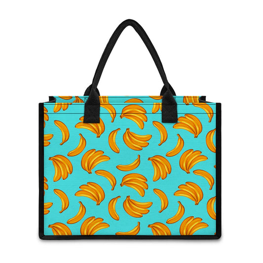 Blue Banana Pattern Print Canvas Tote Bag