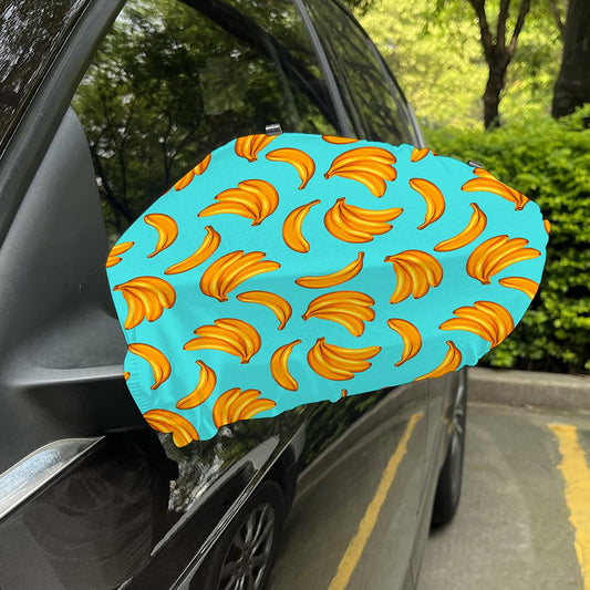 Blue Banana Pattern Print Car Side Mirror Covers