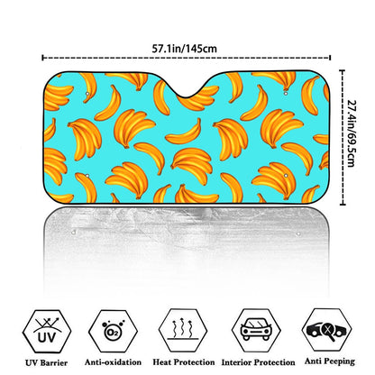 Blue Banana Pattern Print Car Windshield Sun Shade