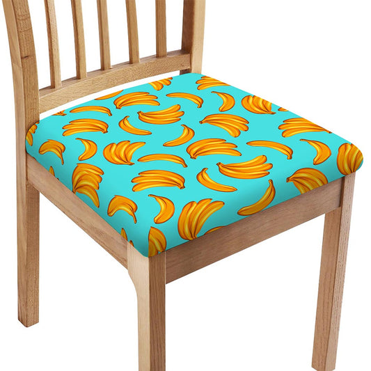 Blue Banana Pattern Print Chair Cushion Cover