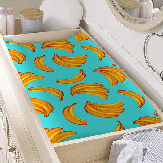 Blue Banana Pattern Print Changing Pad Cover