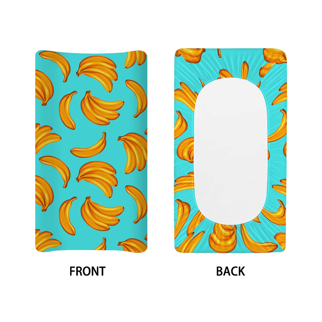 Blue Banana Pattern Print Changing Pad Cover