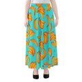 Blue Banana Pattern Print Chiffon Maxi Skirt