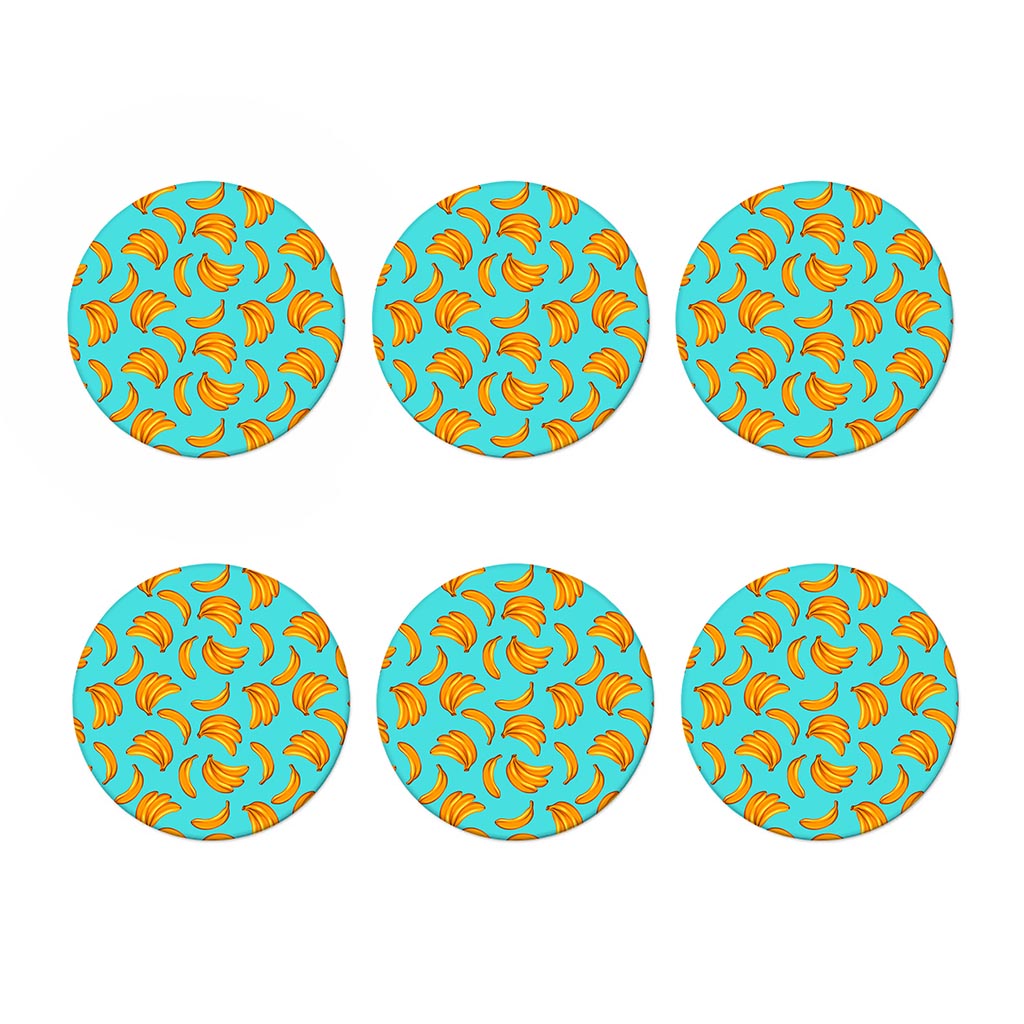 Blue Banana Pattern Print Coaster Set