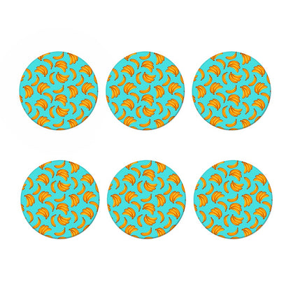 Blue Banana Pattern Print Coaster Set
