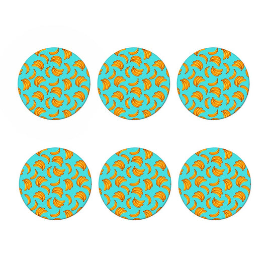 Blue Banana Pattern Print Coaster Set