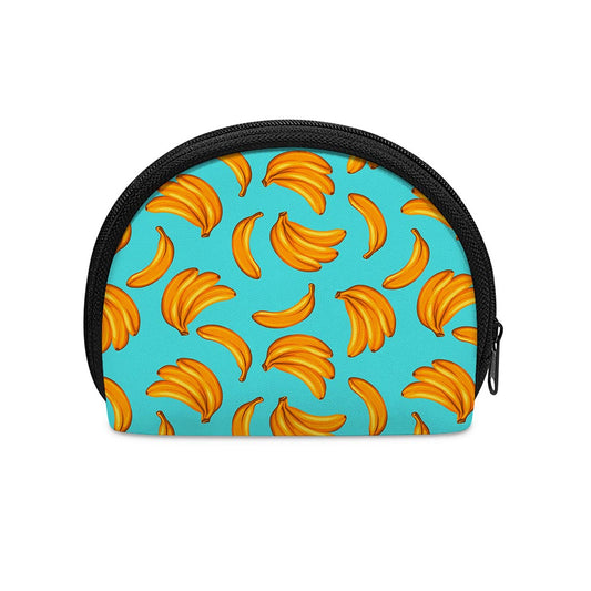 Blue Banana Pattern Print Coin Purse