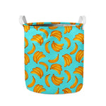 Blue Banana Pattern Print Collapsible Laundry Basket