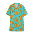 Blue Banana Pattern Print Cotton Hawaiian Shirt