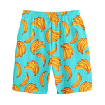 Blue Banana Pattern Print Cotton Shorts