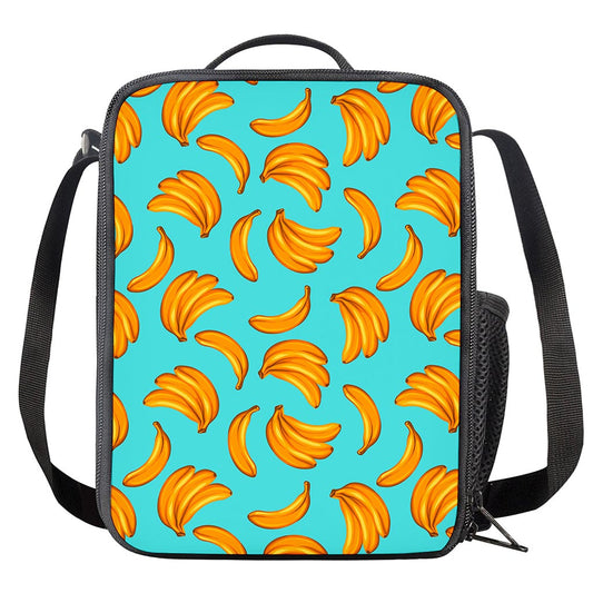 Blue Banana Pattern Print Crossbody Lunch Bag