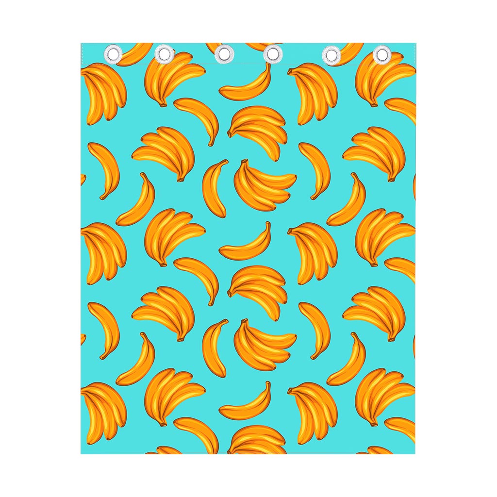 Blue Banana Pattern Print Curtain