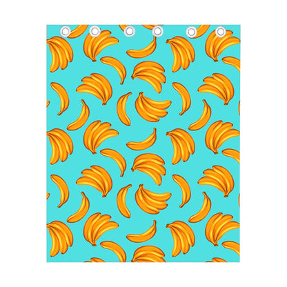 Blue Banana Pattern Print Curtain