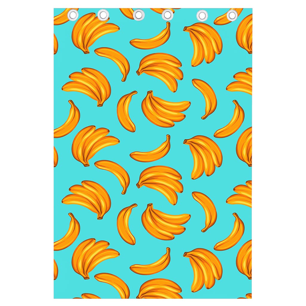 Blue Banana Pattern Print Curtain