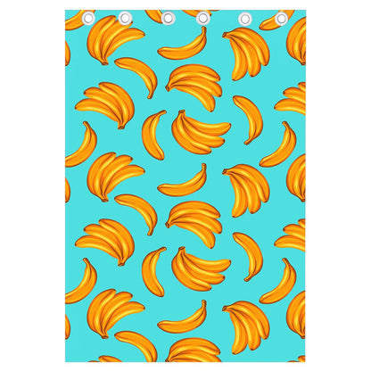 Blue Banana Pattern Print Curtain