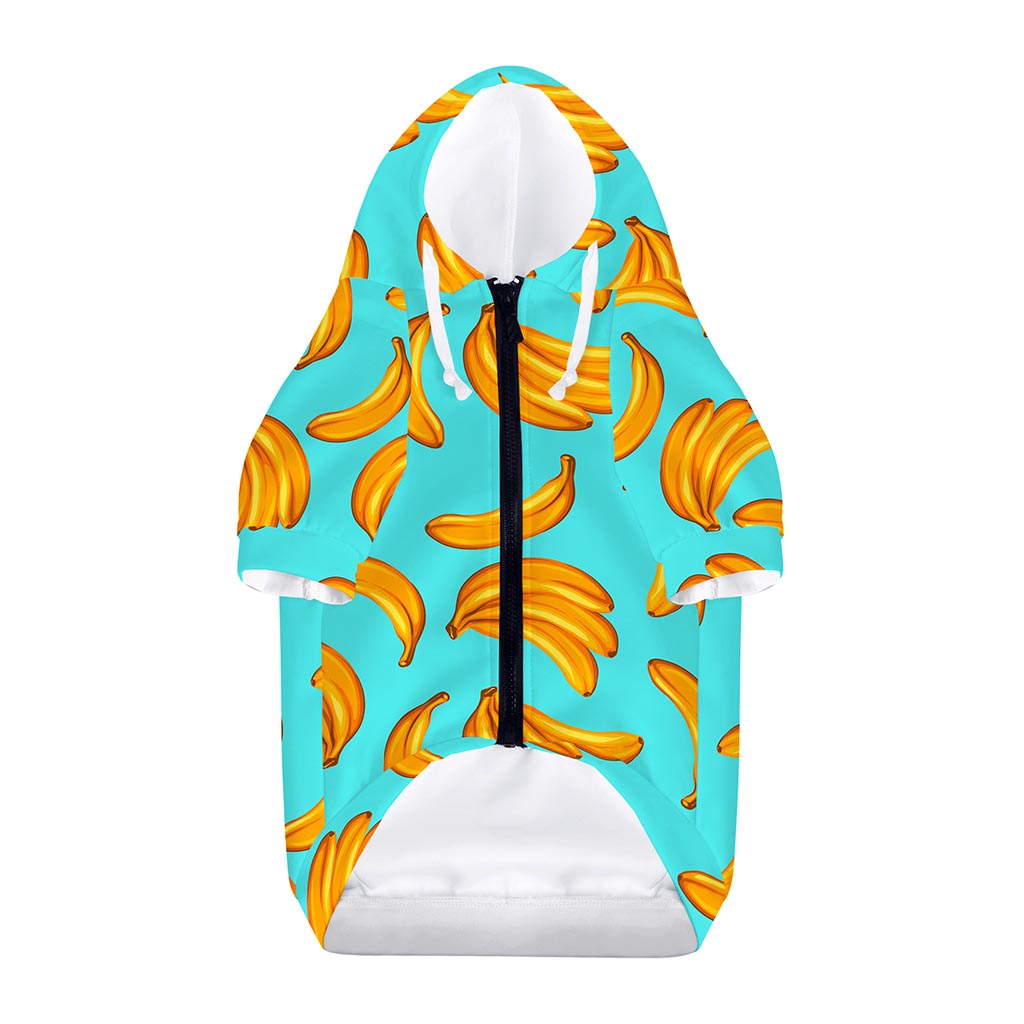 Blue Banana Pattern Print Dog Zip Up Hoodie