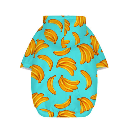 Blue Banana Pattern Print Dog Zip Up Hoodie