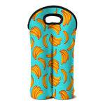 Blue Banana Pattern Print Double Neoprene Wine Tote