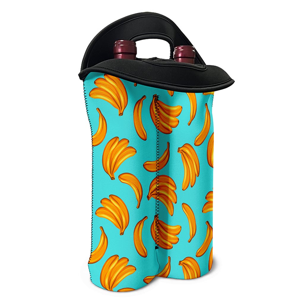 Blue Banana Pattern Print Double Neoprene Wine Tote