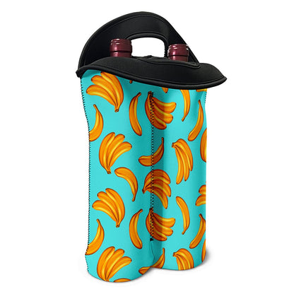 Blue Banana Pattern Print Double Neoprene Wine Tote