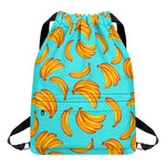 Blue Banana Pattern Print Drawstring Backpack